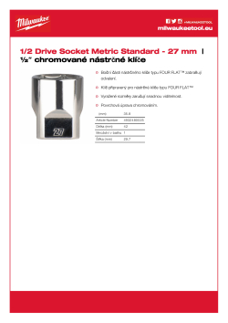 MILWAUKEE Nástrčný klíč ½″ - 27 mm 4932480025 A4 PDF