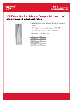MILWAUKEE Prodloužený nástrčný klíč ½″ - 20 mm 4932480040 A4 PDF