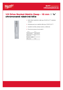 MILWAUKEE Prodloužený nástrčný klíč ½″ - 15 mm 4932480035 A4 PDF