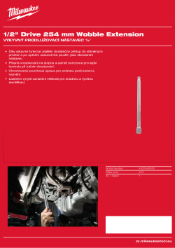 MILWAUKEE Výkyvný prodlužovací nástavec ½″ 254 mm 4932480929 A4 PDF