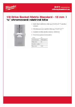 MILWAUKEE Nástrčný klíč ½″ - 13 mm 4932480011 A4 PDF