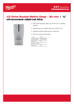 MILWAUKEE Prodloužený nástrčný klíč ½″ - 30 mm 4932480046 A4 PDF