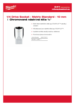 MILWAUKEE Nástrčný klíč ¼″ - 10 mm 4932478318 A4 PDF