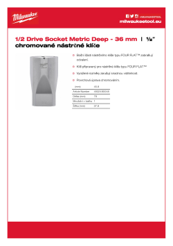 MILWAUKEE Prodloužený nástrčný klíč ½″- 36 mm 4932480048 A4 PDF