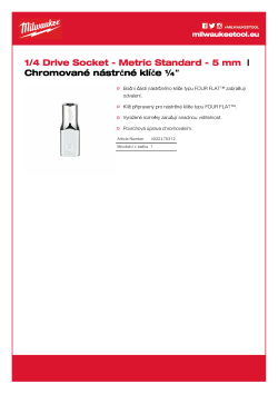 MILWAUKEE Nástrčný klíč  ¼″- 5 mm 4932478312 A4 PDF