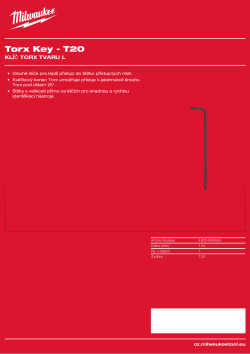 MILWAUKEE Klíč torx tvaru L - T20 4932492698 A4 PDF