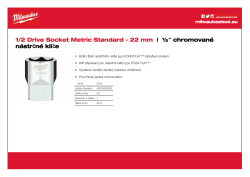 MILWAUKEE Nástrčný klíč ½″ - 22 mm 4932480020 A4 PDF