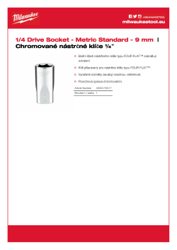 MILWAUKEE Nástrčný klíč ¼″- 9 mm 4932478317 A4 PDF