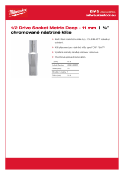 MILWAUKEE Prodloužený nástrčný klíč ½″ - 11 mm 4932480031 A4 PDF