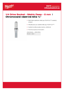 MILWAUKEE Nástrčný klíč ¼″ - 5 mm prodloužený 4932478324 A4 PDF