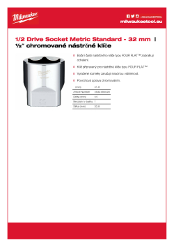 MILWAUKEE Nástrčný klíč ½″ - 32 mm 4932480028 A4 PDF