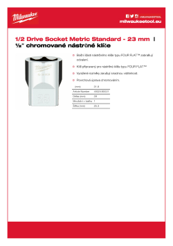 MILWAUKEE Nástrčný klíč ½″ - 23 mm 4932480021 A4 PDF