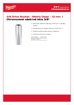 MILWAUKEE Nástrčný klíč  ⅜″ metrický 13 mm prodloužený 4932478357 A4 PDF