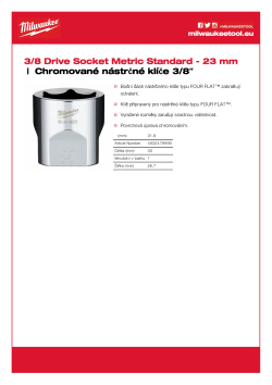MILWAUKEE Nástrčný klíč ⅜″ metrický - 23 mm 4932479999 A4 PDF