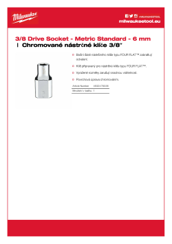 MILWAUKEE Nástrčný klíč  ⅜″ metrický 6 mm 4932478336 A4 PDF