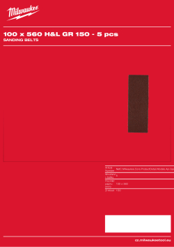 MILWAUKEE Sanding Belts for Belt Sanders Gen II 4932492290 A4 PDF