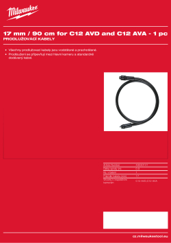 MILWAUKEE Prodlužovací kabel. Lze spojit maximálně 5 prodlužovacích kabelů. 48530141 A4 PDF