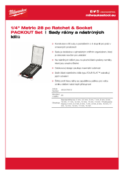 MILWAUKEE Sada ráčny ¼″ a metrických nástrčných klíčů (28 ks) ve štíhlém organizéru PACKOUT™ 4932478812 A4 PDF