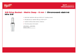 MILWAUKEE Nástrčný klíč ⅜″ metrický 6 mm prodloužený 4932478350 A4 PDF