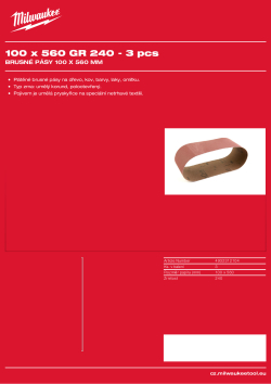 MILWAUKEE Sanding Belts for Belt Sanders 4932312104 A4 PDF