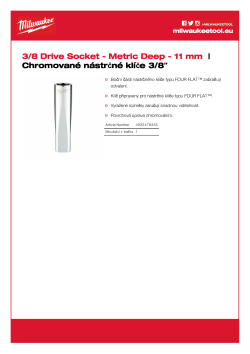 MILWAUKEE Nástrčný klíč  ⅜″ metrický 11 mm prodloužený 4932478355 A4 PDF