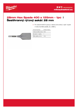 MILWAUKEE Lopatkový sekáč, upínání 28mm Hex 4932479221 A4 PDF