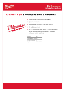 MILWAUKEE Vrták do skla a dlažby 10 × 95 - 1 kus 4932471960 A4 PDF