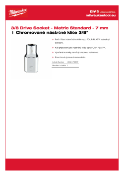 MILWAUKEE Nástrčný klíč  ⅜″ metrický 7 mm 4932478337 A4 PDF