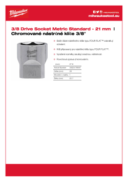 MILWAUKEE Nástrčný klíč ⅜″ metrický - 21 mm 4932479997 A4 PDF