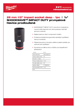 MILWAUKEE SHOCKWAVE™ IMPACT DUTY IMPACT SOCKETS 4932480344 A4 PDF