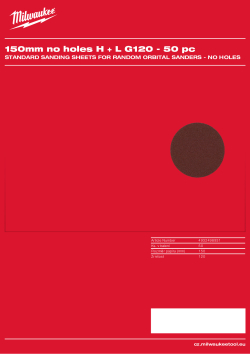 MILWAUKEE Standard Sanding Sheets for Random Orbital Sanders - no holes 4932498931 A4 PDF
