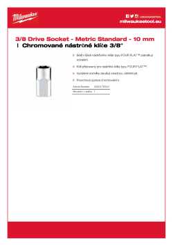 MILWAUKEE Nástrčný klíč  ⅜″ metrický 10 mm 4932478340 A4 PDF