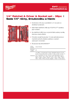 MILWAUKEE Sada 1/4" ráčny, šroubováku a nástrčných klíčů 4932479096 A4 PDF