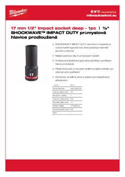 MILWAUKEE SHOCKWAVE™ IMPACT DUTY IMPACT SOCKETS 4932480335 A4 PDF