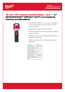 MILWAUKEE SHOCKWAVE™ IMPACT DUTY IMPACT SOCKETS 4932480337 A4 PDF