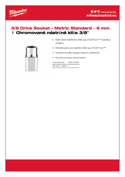 MILWAUKEE Nástrčný klíč ⅜″ metrický 9 mm 4932478339 A4 PDF