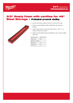 MILWAUKEE Velká pěnová vložka pro 46″/ 117 cm ocelový skladovací systém 4932492390 A4 PDF