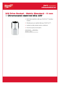 MILWAUKEE Nástrčný klíč  ⅜″ metrický 11 mm 4932478341 A4 PDF