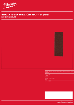 MILWAUKEE Sanding Belts for Belt Sanders Gen II 4932492288 A4 PDF