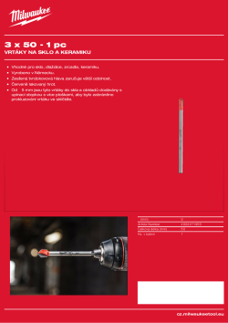 MILWAUKEE Vrták do skla a dlažby 3 × 50 - 1 kus 4932471955 A4 PDF