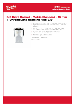 MILWAUKEE Nástrčný klíč  ⅜″ metrický 15 mm 4932478345 A4 PDF