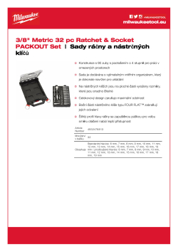 MILWAUKEE Sada ráčny ⅜″ a nástrčných klíčů (32 ks) v kompaktním organizéru PACKOUT™ 4932478813 A4 PDF