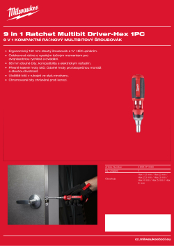 MILWAUKEE 9 v 1 kompaktní ráčnový multibitový šroubovák - hex 4932471599 A4 PDF