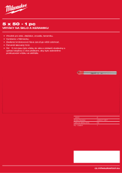 MILWAUKEE Vrták do skla a dlažby 5 × 50 - 1 kus 4932471957 A4 PDF