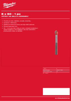 MILWAUKEE Vrták do skla a dlažby 8 × 60 - 1 kus 4932471959 A4 PDF