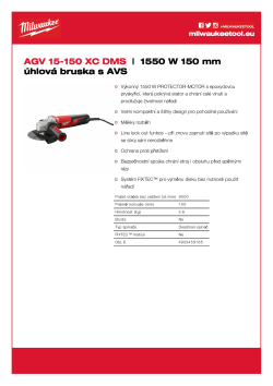 MILWAUKEE 1550 W 150 mm úhlová bruska s AVS 4933459165 A4 PDF