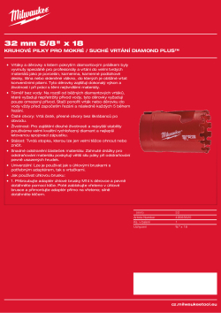 MILWAUKEE Diamond Max wet holesaws 49565620 A4 PDF