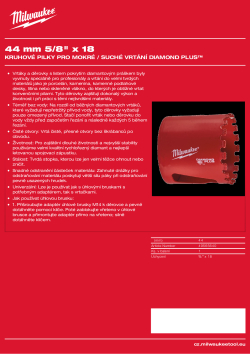 MILWAUKEE Diamond Max wet holesaws 49565640 A4 PDF