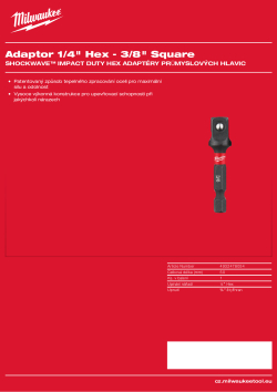 MILWAUKEE Adaptér HEX ¼″ - čtyřhran ⅜ ″ DIN 3126 - E 6.3 4932478054 A4 PDF
