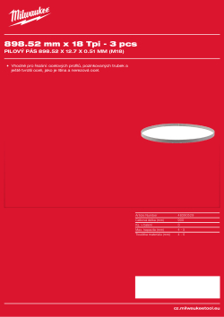 MILWAUKEE Bandsaw blade 898.52 mm blade length 48390529 A4 PDF